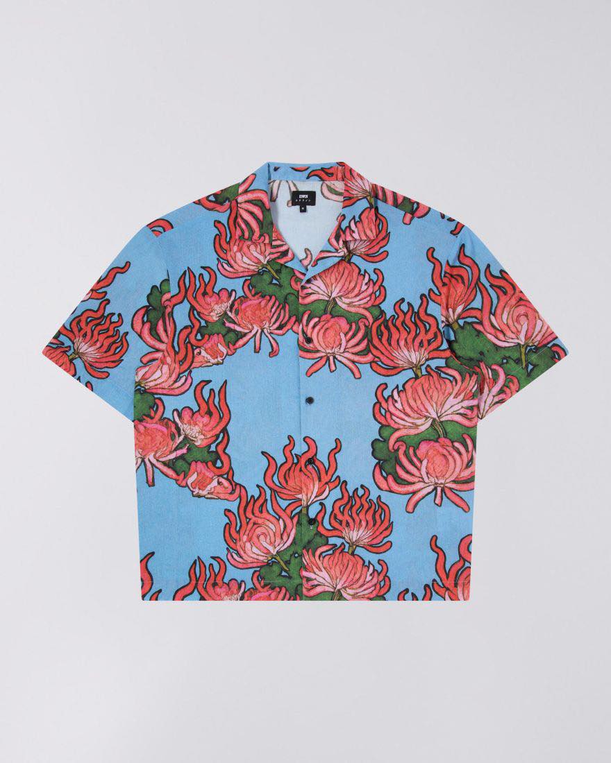 EDWIN KIKU SHIRT SS - BLUE / RED