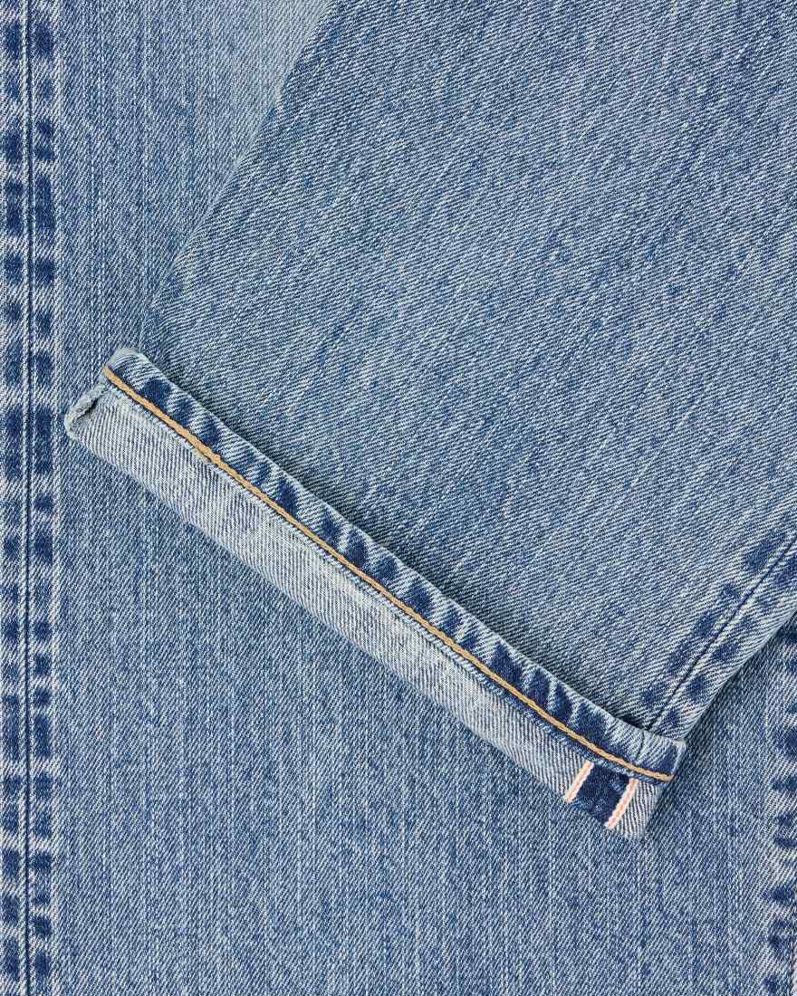 EDWIN LOOSE FIT JEANS KURABO RAIMBOW SELVEDGE 14 OZ INDIGO DENIM - LIGHT USED