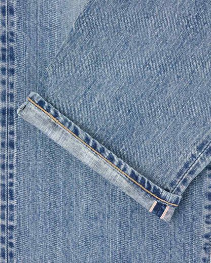 EDWIN LOOSE FIT JEANS KURABO RAIMBOW SELVEDGE 14 OZ INDIGO DENIM - LIGHT USED
