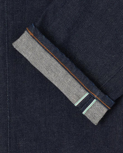 EDWIN SLIM TAPERED JEANS KAIHARA BLUE STRETCH GREEN X WHITE SELVEDGE 12.5 OZ - BLUE RINSED