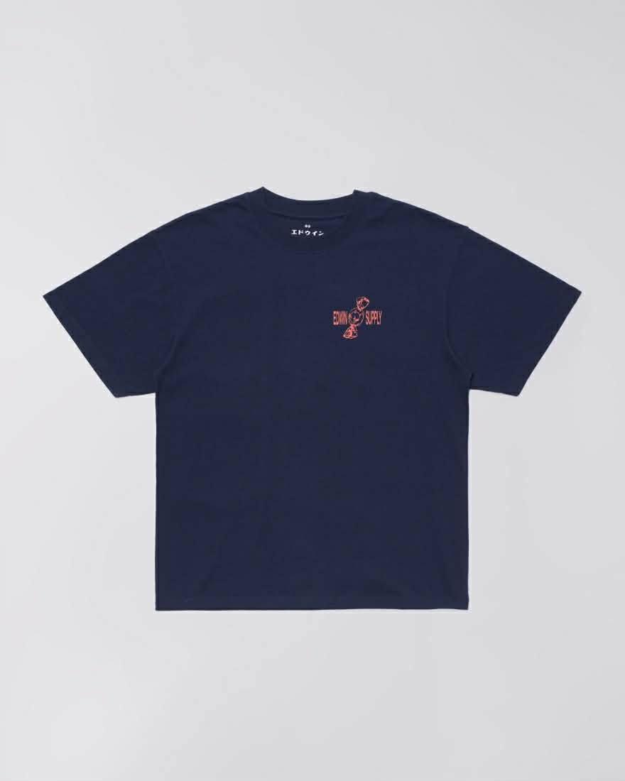 EDWIN SORRY TOKYO TEE - MARITIME BLUE GARMENT WASHED