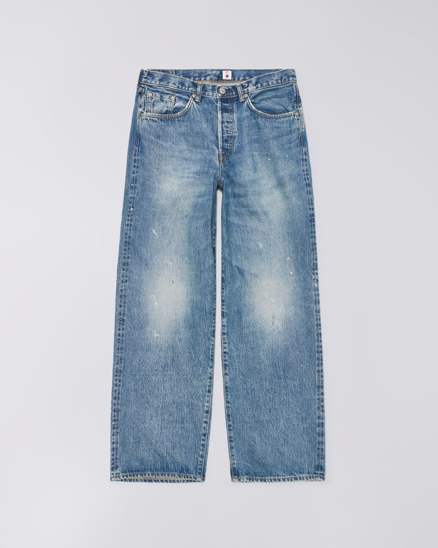 EDWIN WIDE PANT KAIHARA DARK PURE INDIGO SELVEDGE 13.5 OZ DENIM - MID USED PAINT