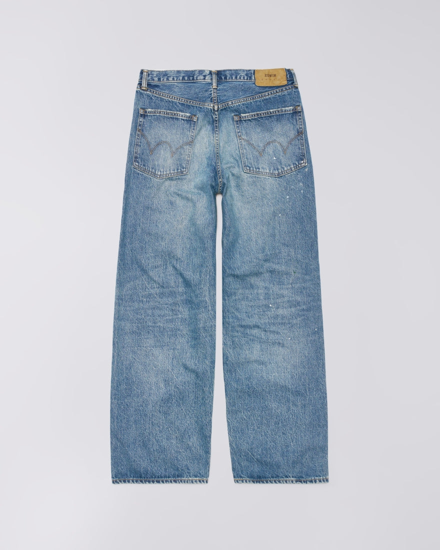 EDWIN WIDE PANT KAIHARA DARK PURE INDIGO SELVEDGE 13.5 OZ DENIM - MID USED PAINT