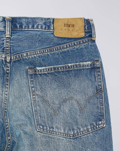 EDWIN WIDE PANT KAIHARA DARK PURE INDIGO SELVEDGE 13.5 OZ DENIM - MID USED PAINT