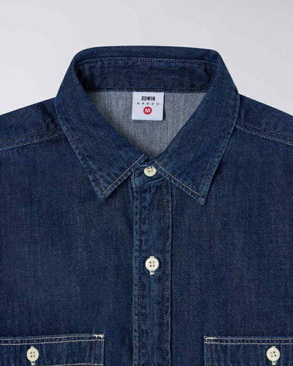EDWIN WORK SHIRT RIGHT AND DENIM 7OZ - DARK USED