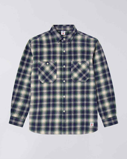 EDWIN WORK SHIRT L/S - NAVY / GREEN