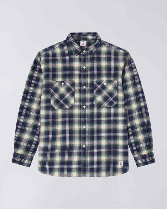 EDWIN WORK SHIRT L/S - NAVY / GREEN