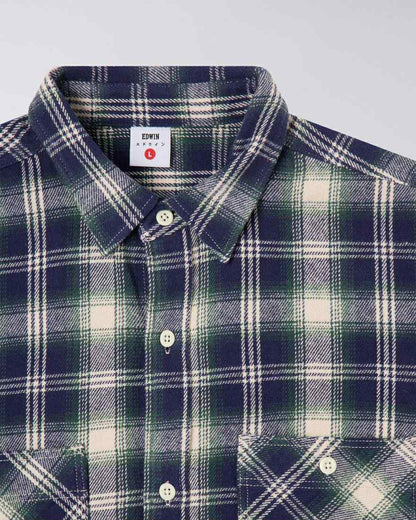 EDWIN WORK SHIRT L/S - NAVY / GREEN