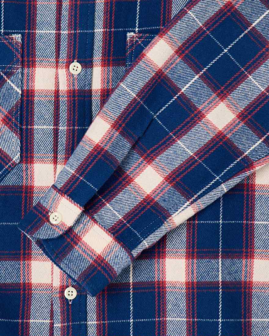EDWIN WORK SHIRT L/S - NAVY / RED
