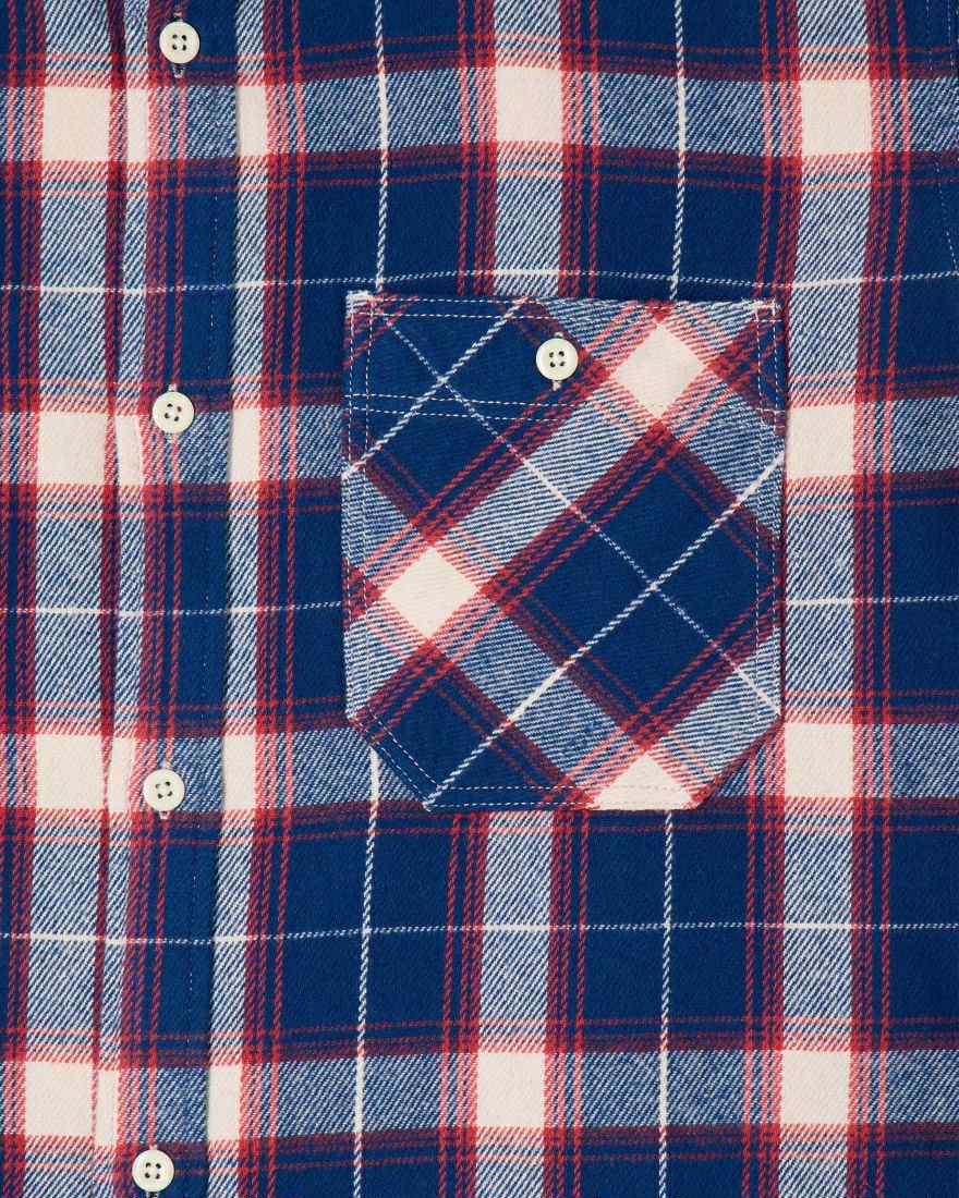 EDWIN WORK SHIRT L/S - NAVY / RED