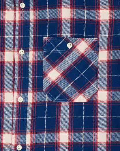 EDWIN WORK SHIRT L/S - NAVY / RED