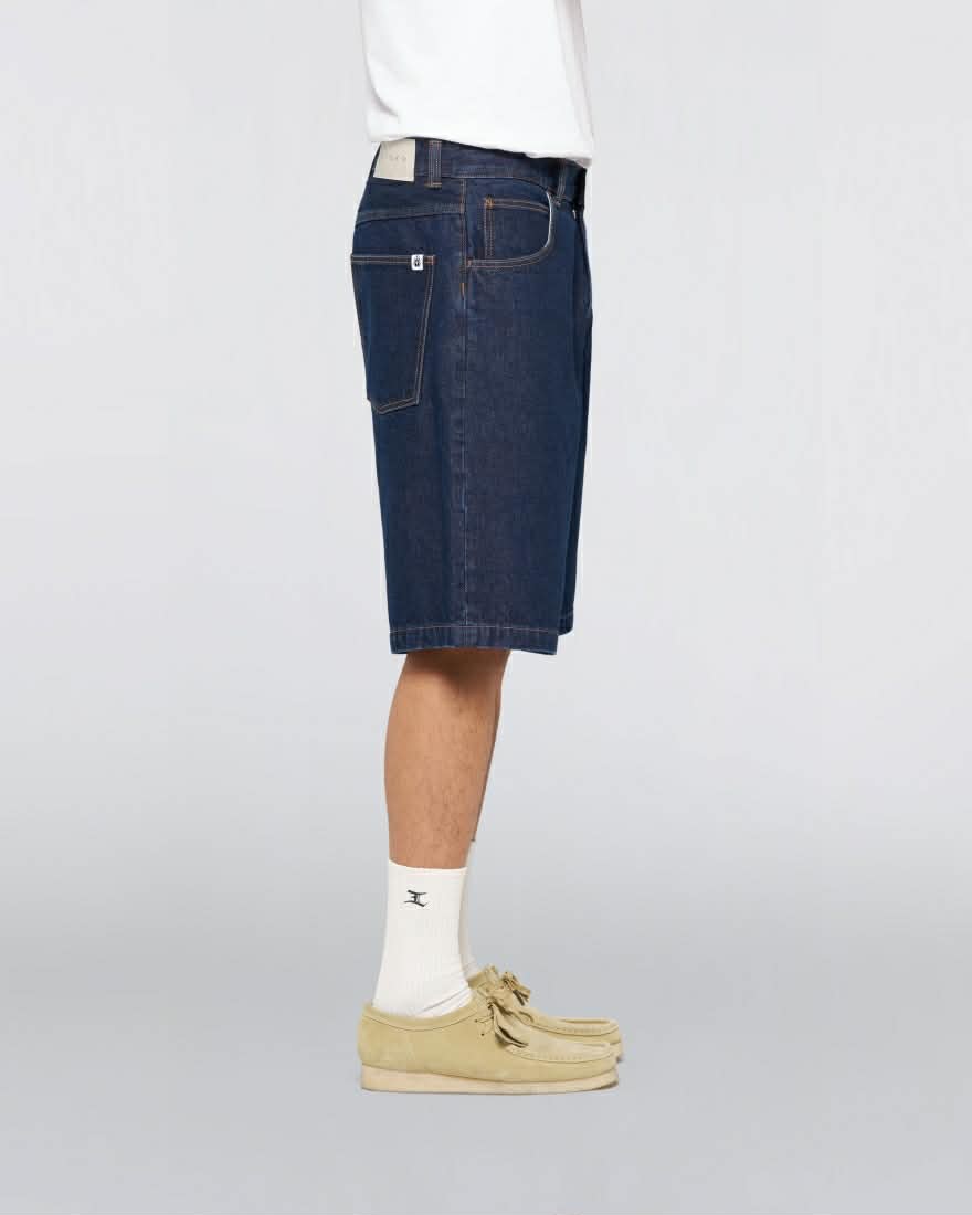 EDWIN WORKER SHORT - BLUE / DARK MARBLE WASH