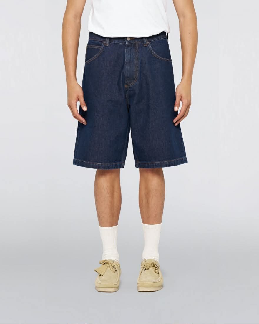 EDWIN WORKER SHORT - BLUE / DARK MARBLE WASH
