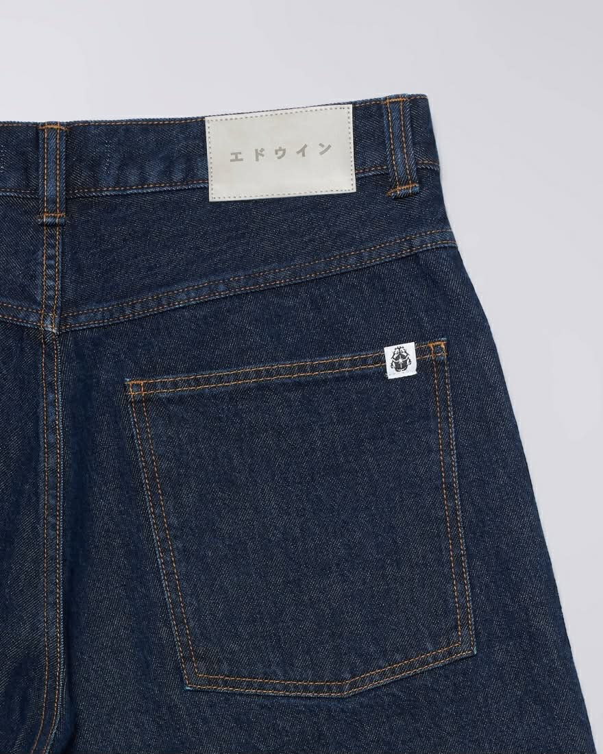 EDWIN WORKER SHORT - BLUE / DARK MARBLE WASH