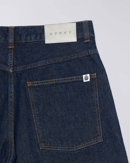 EDWIN WORKER SHORT - BLUE / DARK MARBLE WASH