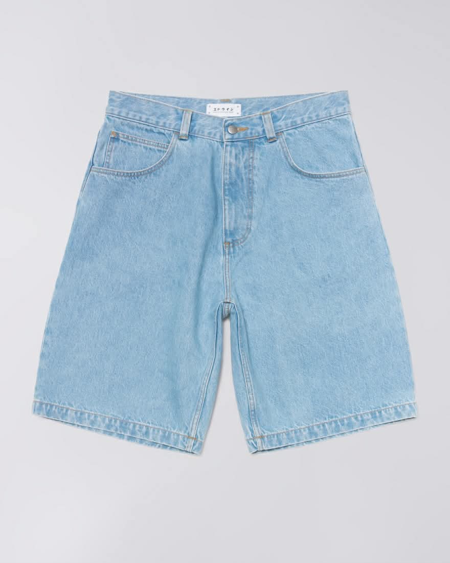 EDWIN WORKER SHORT - BLUE / HEAVY BLEACH WASH