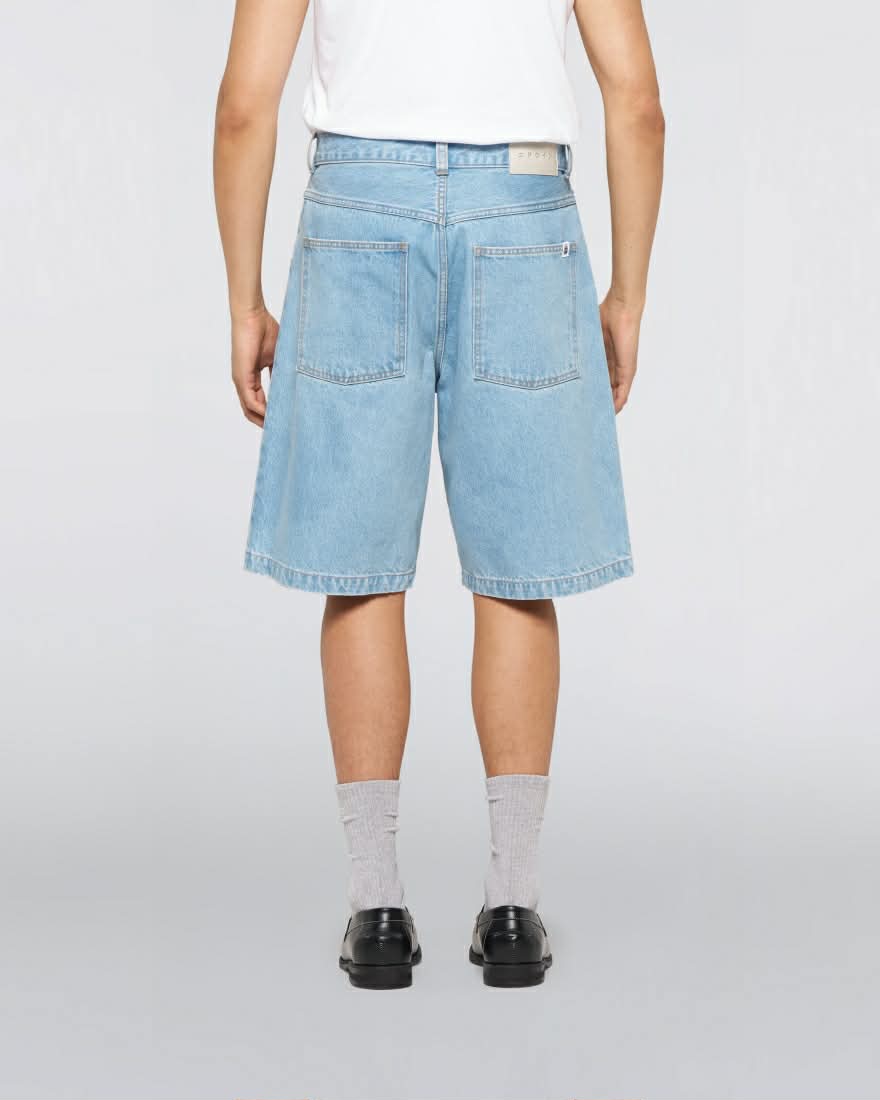 EDWIN WORKER SHORT - BLUE / HEAVY BLEACH WASH