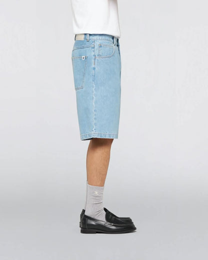 EDWIN WORKER SHORT - BLUE / HEAVY BLEACH WASH