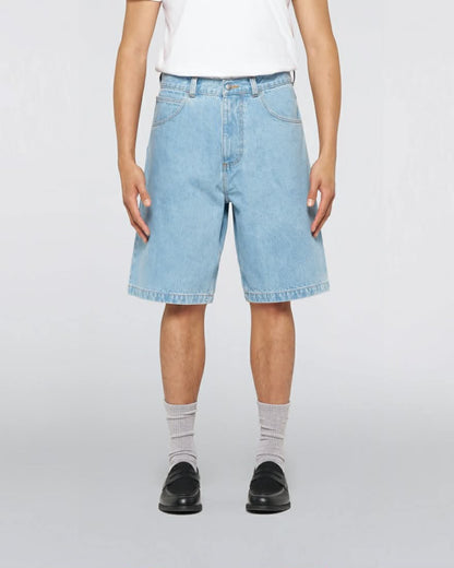 EDWIN WORKER SHORT - BLUE / HEAVY BLEACH WASH