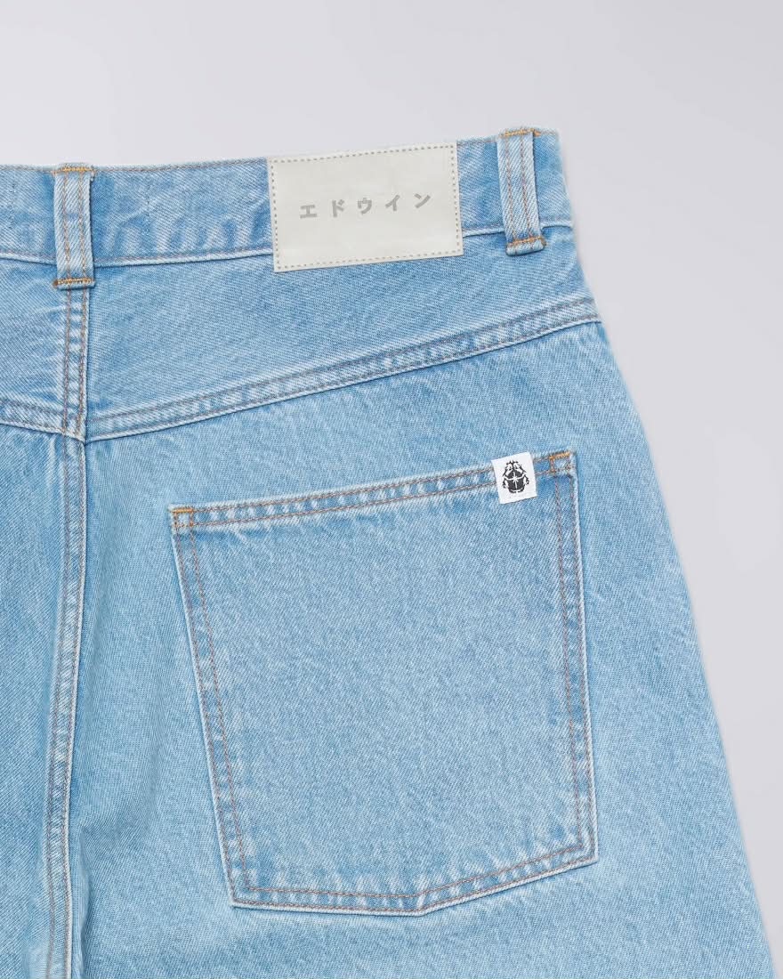 EDWIN WORKER SHORT - BLUE / HEAVY BLEACH WASH