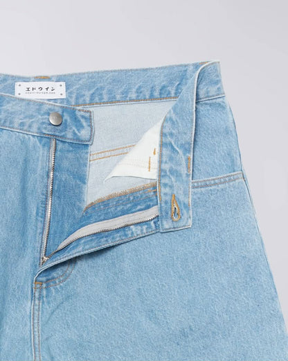 EDWIN WORKER SHORT - BLUE / HEAVY BLEACH WASH
