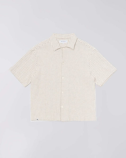 EDWIN ZED S/S SHIRT - WHITE / BROWN