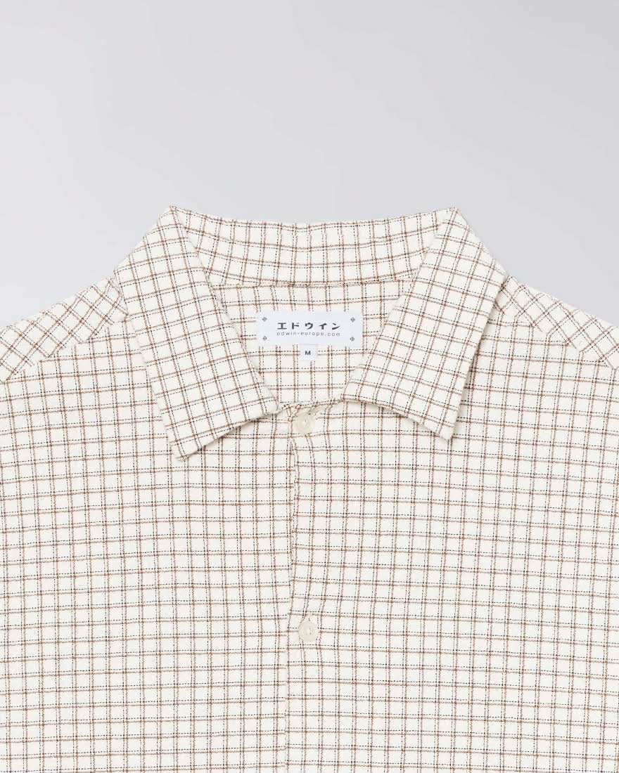 EDWIN ZED S/S SHIRT - WHITE / BROWN
