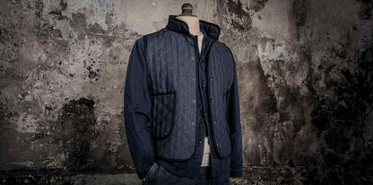 FLEUR DE BAGNE LE GILET COL OFFICIER MATELASSE - RAW DENIM