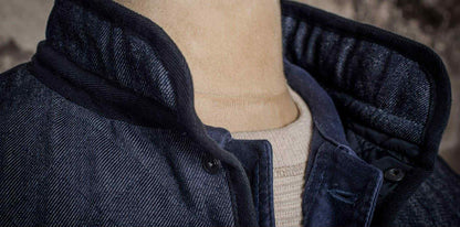 FLEUR DE BAGNE LE GILET COL OFFICIER MATELASSE - RAW DENIM