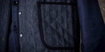 FLEUR DE BAGNE LE GILET COL OFFICIER MATELASSE - RAW DENIM