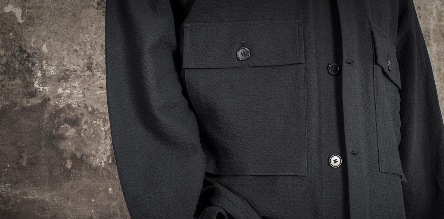 FLEURS DE BAGNE LA CHEMISE CARGO "SEERSUCKER" - BLACK