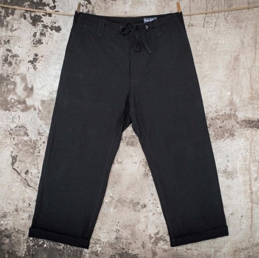 FLEURS DE BAGNE LE PANTALON "LE NERVI" SEERSUCKER - BLACK
