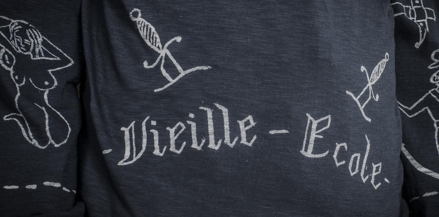 FLEURS DE BAGNE MARINIERE VIEILLE ECOLE "FULL PRINTED BOUSILLES" - NAVY