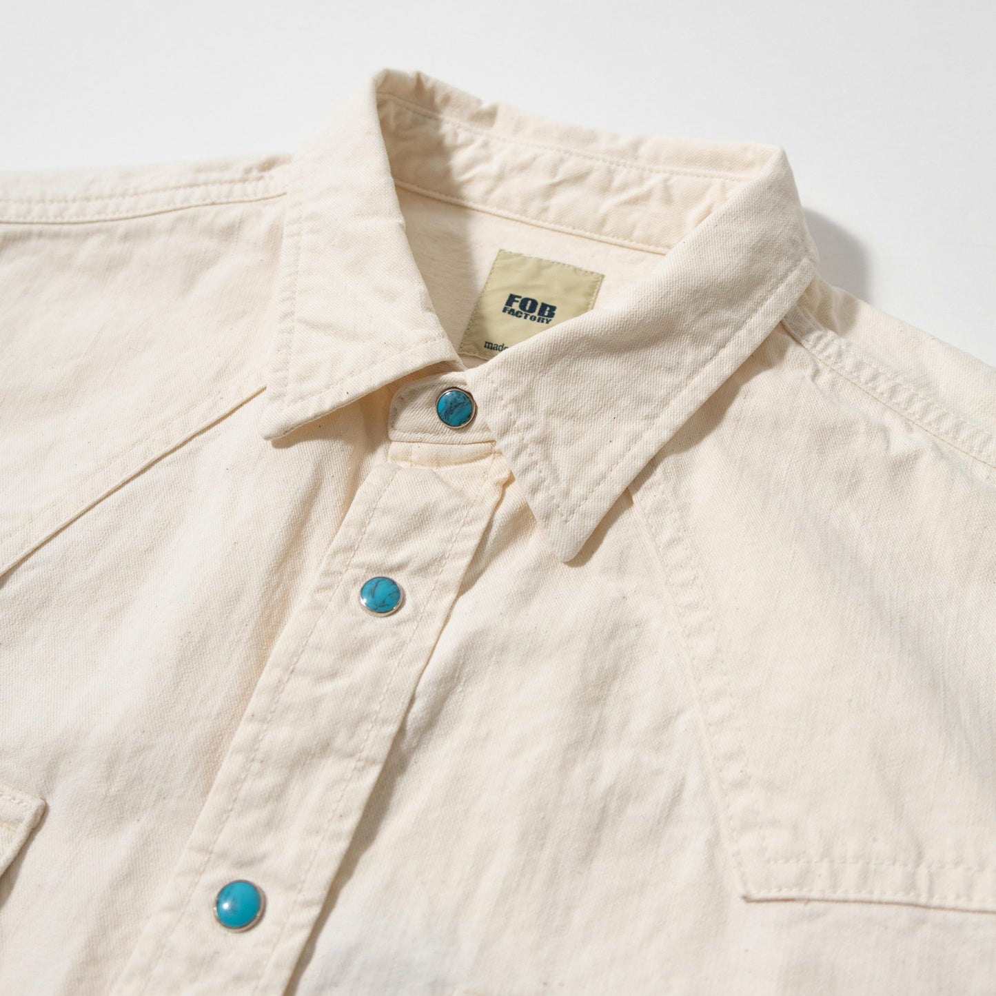 FOB FACTORY F3512 WESTERN SHIRT - ECRU