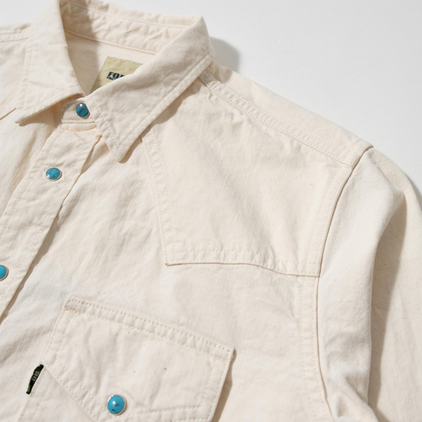 FOB FACTORY F3512 WESTERN SHIRT - ECRU