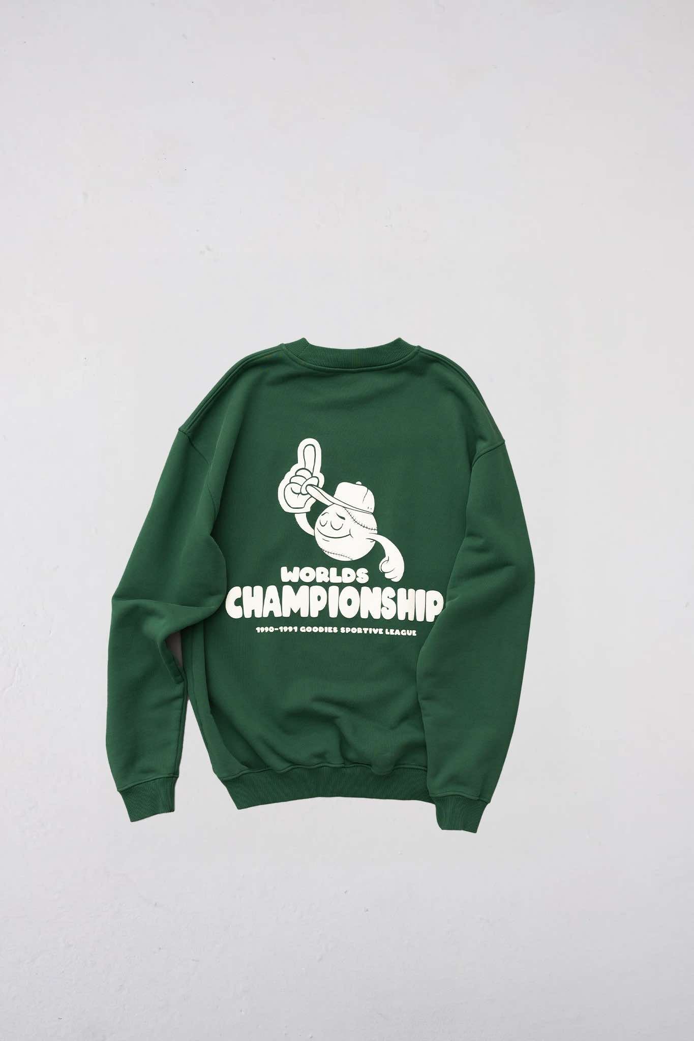 GOODIES SPORTIVE 550G CHAMPIONSHIP CREW SWEATSHIRT - GREEN