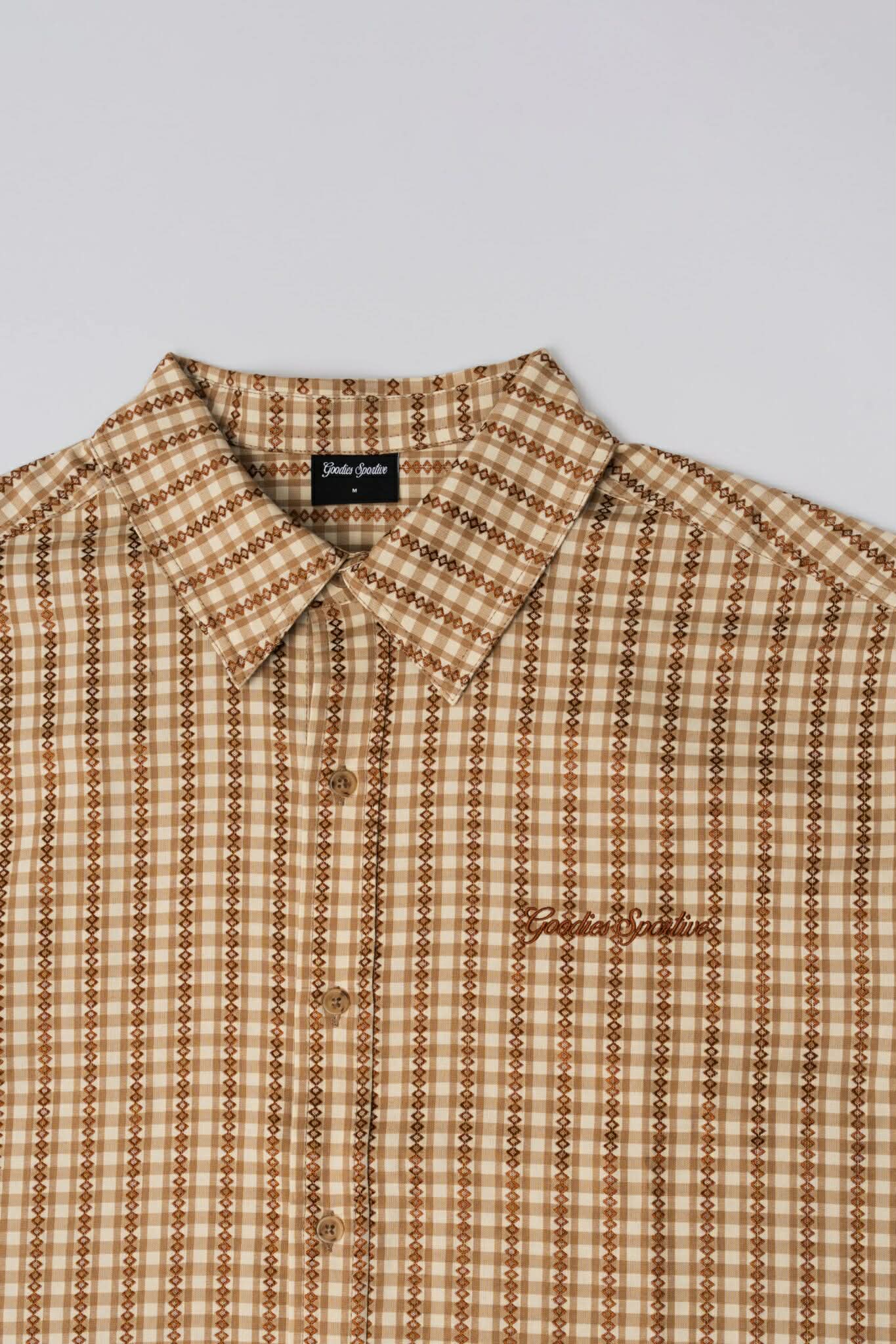 GOODIES SPORTIVE AMPHORA BOXY SHIRT - ECRU / BROWN JACQUARD