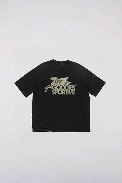 GOODIES SPORTIVE DUSTY PREMIUM PEGASUS TEE - BLACK FADED