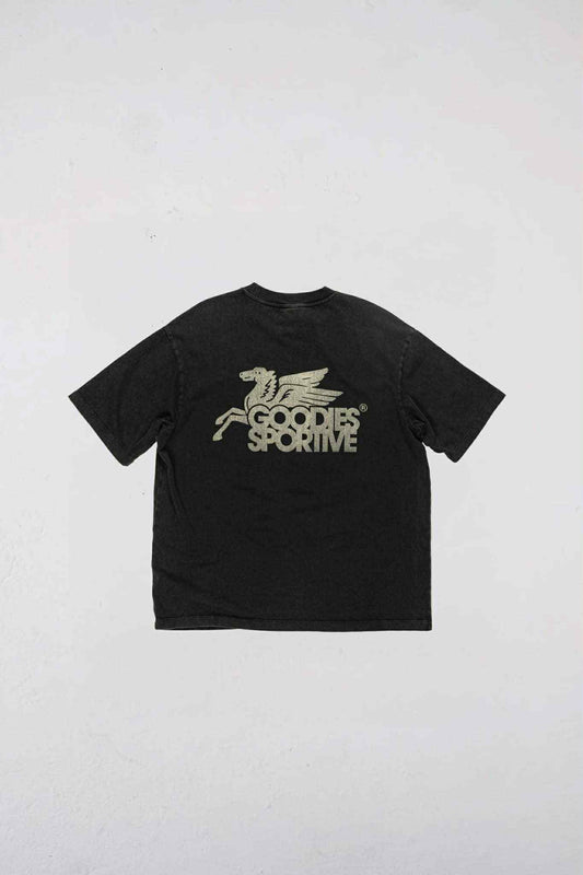GOODIES SPORTIVE DUSTY PREMIUM PEGASUS TEE - BLACK FADED