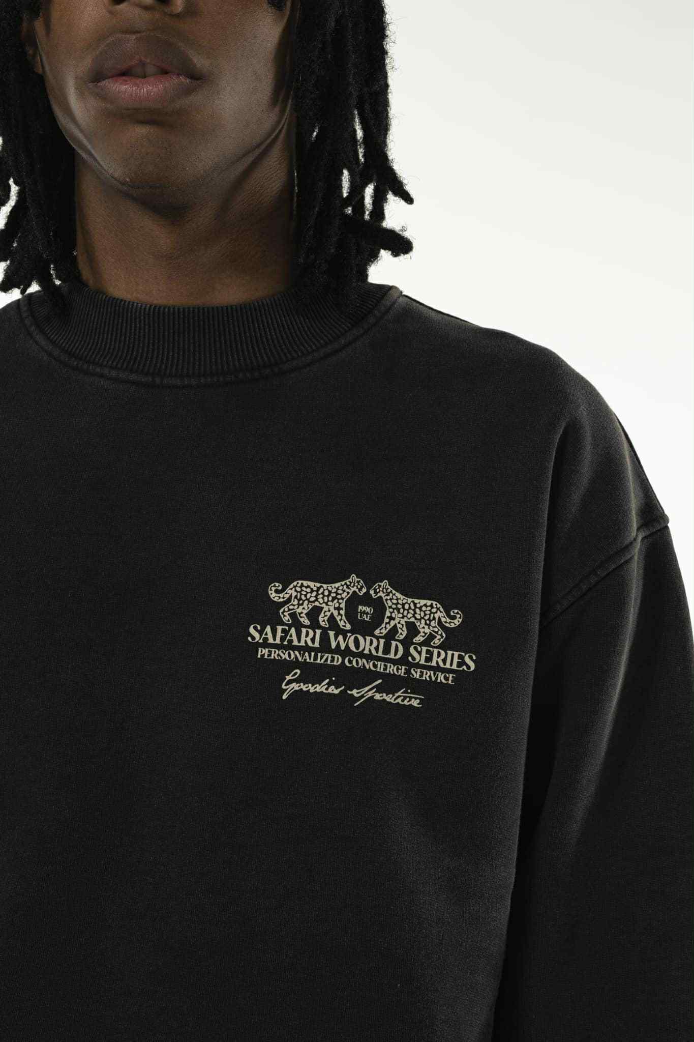GOODIES SPORTIVE SAFARI WORLD SERIES CREW NECK - BLACK FADED