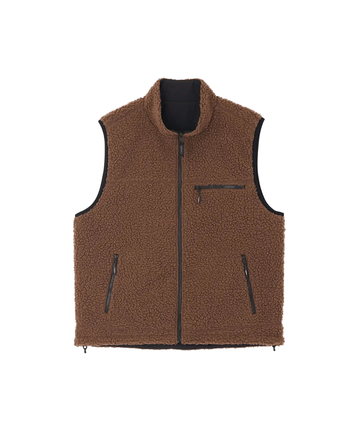 GRAMICCI REVERSIBLE SHERPA VEST - DARK BROWN / BLACK