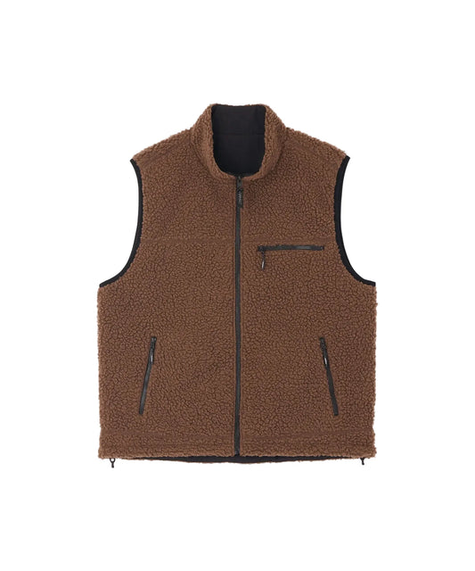 GRAMICCI REVERSIBLE SHERPA VEST - DARK BROWN / BLACK