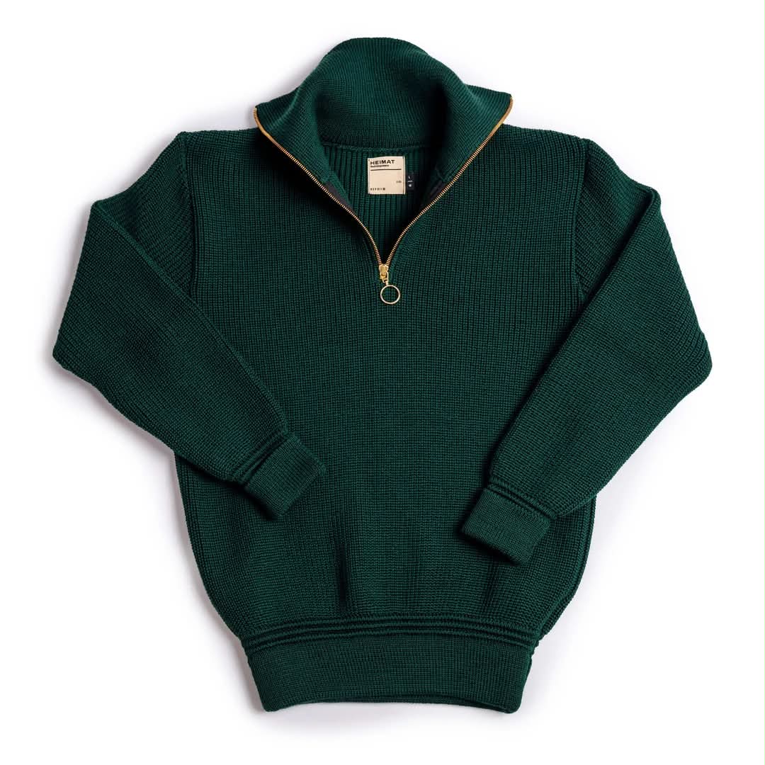 HEIMAT SKIPPER SWEATER VIRGIN WOOL - TANNEN GRUEN