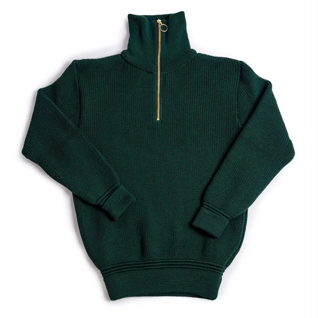 HEIMAT SKIPPER SWEATER VIRGIN WOOL - TANNEN GRUEN