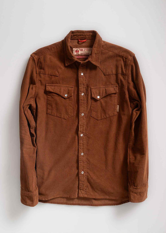 IRON AND RESIN CORDUROY OJAI SHIRT - RUST
