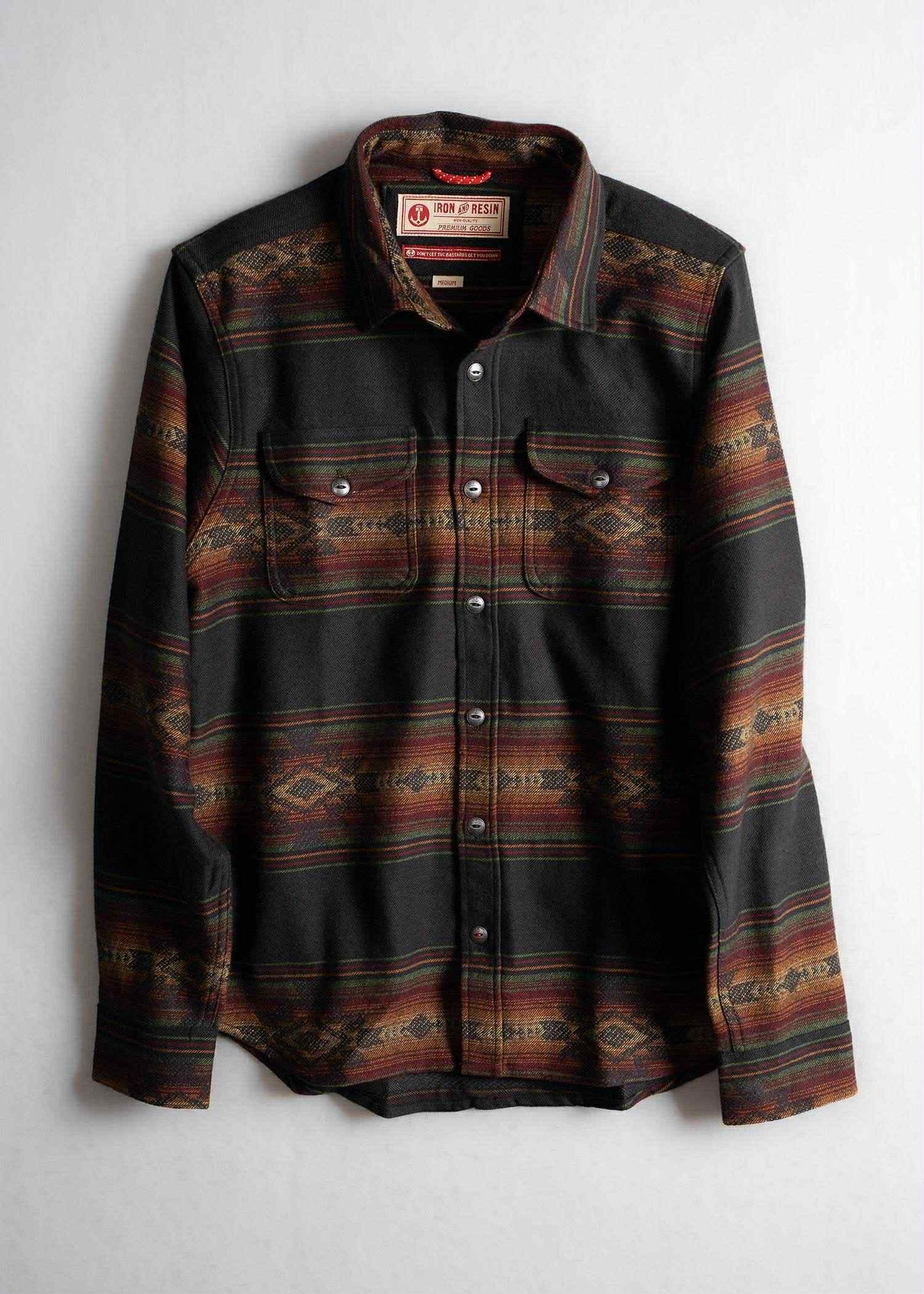 IRON AND RESIN KLAMATH FLANNEL SHIRT - BLACK