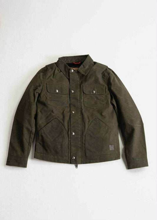 IRON AND RESIN CRUISER JACKET RAYMOND WAXED CANVAS WATERPROOF - OLIVE