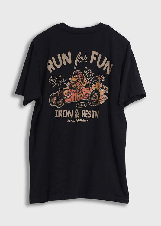 IRON AND RESIN RUN FOR FUN POCKET TEE - BLACK