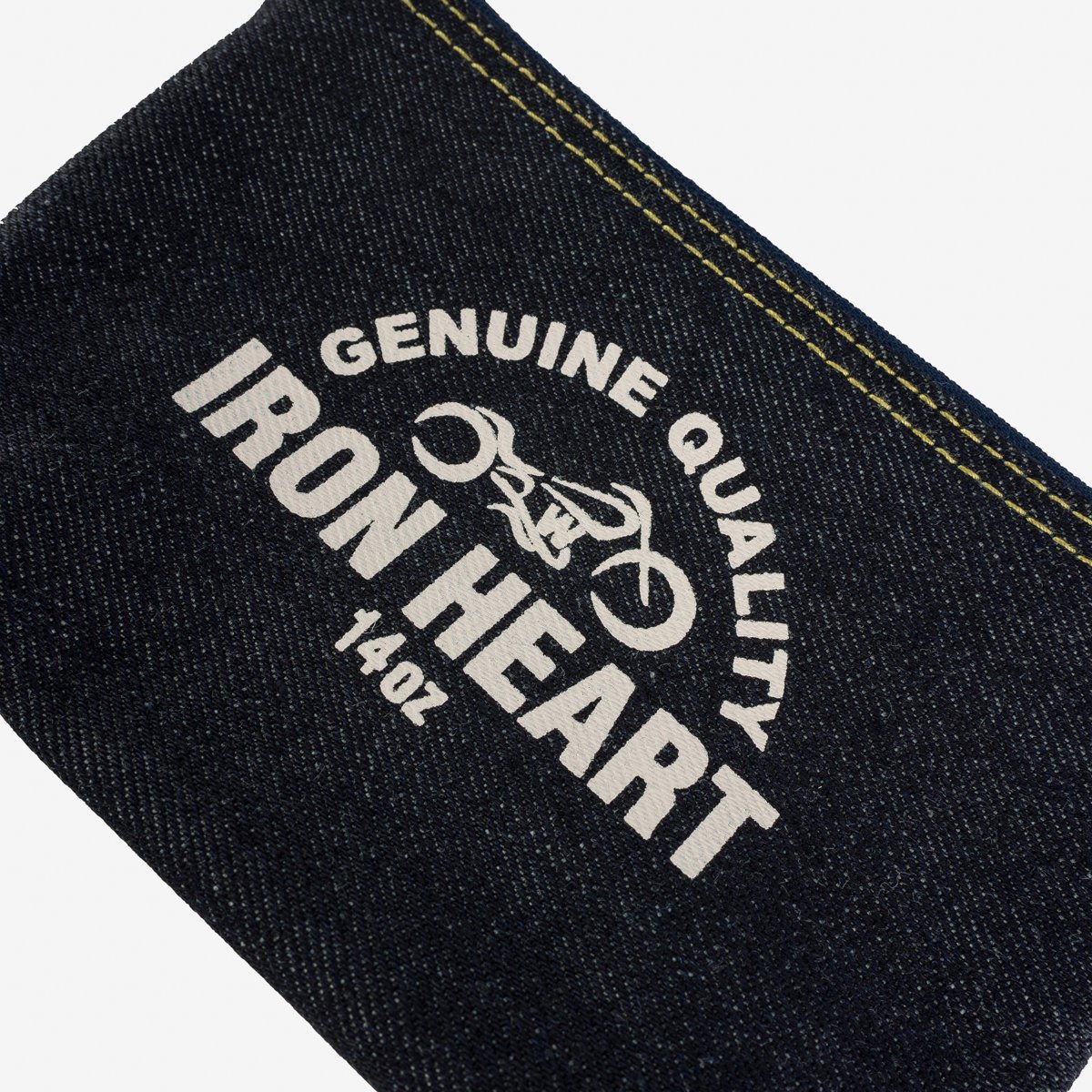 IRON HEART IHG-108 SELVEDGE DENIM ZIP-UP POUCH 14 OZ