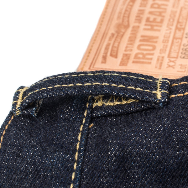 IRON HEART IH-666S-18 OZ VINTAGE SELVEDGE DENIM SLIM STRAIGHT CUT JEANS - INDIGO